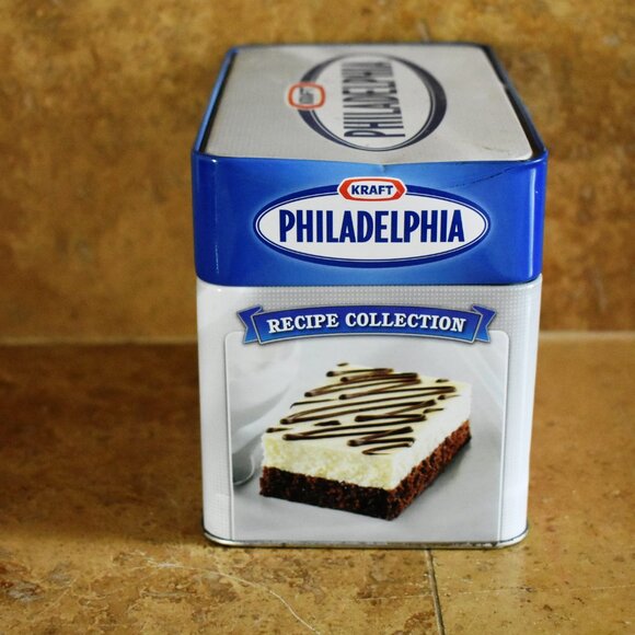 EXCLUSIE Kraft Philadelphia Recipe Collection Metal Recipe Box Tin with Recipes - Picture 4 of 6